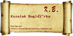 Kozelek Boglárka névjegykártya